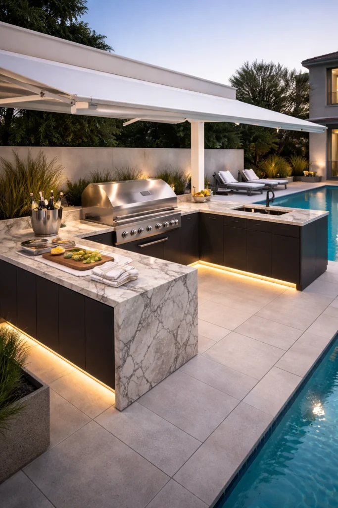 Poolside Luxury Outdoor Kitchen Ideas