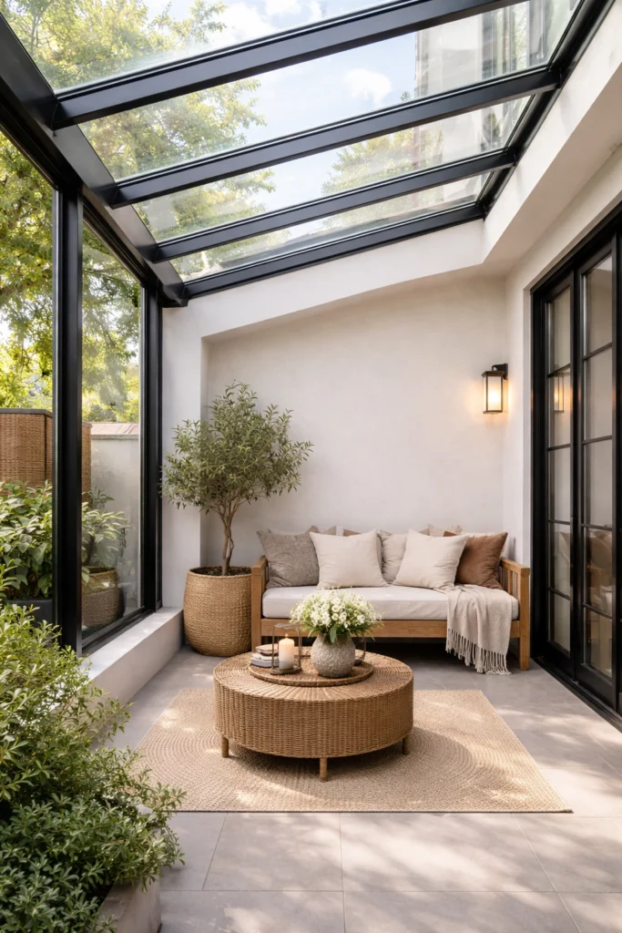 Porch with Skylight Roof Idea