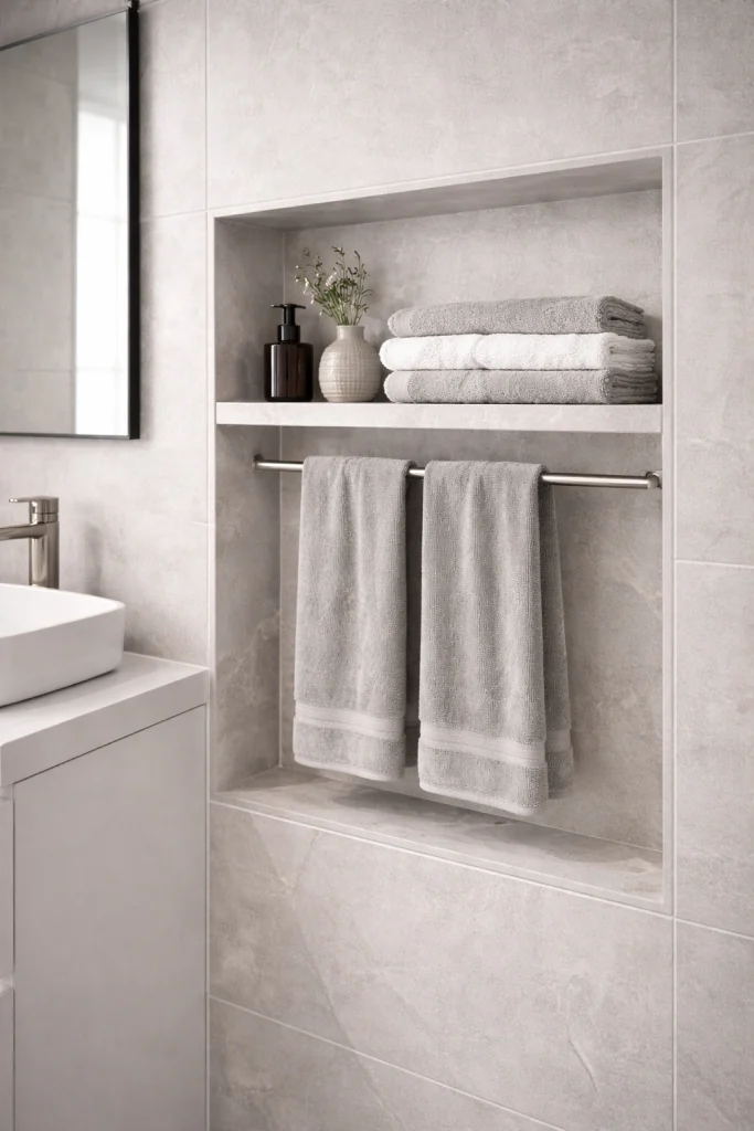 Recessed Wall Towel Shelf Style