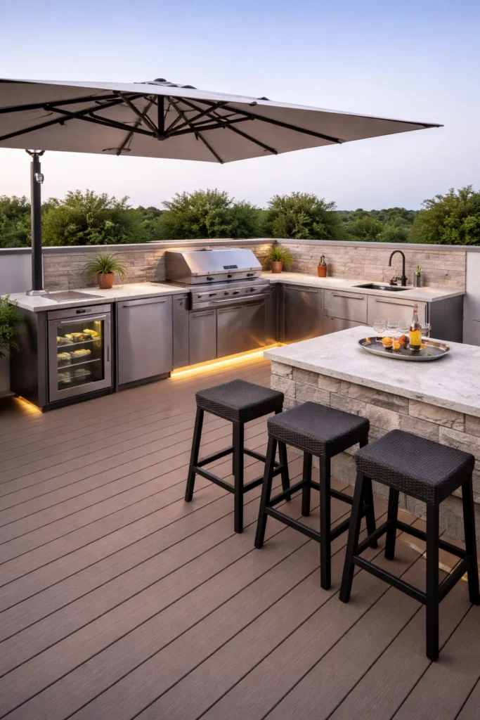 Rooftop Style Backyard Outdoor Kitchen Ideas