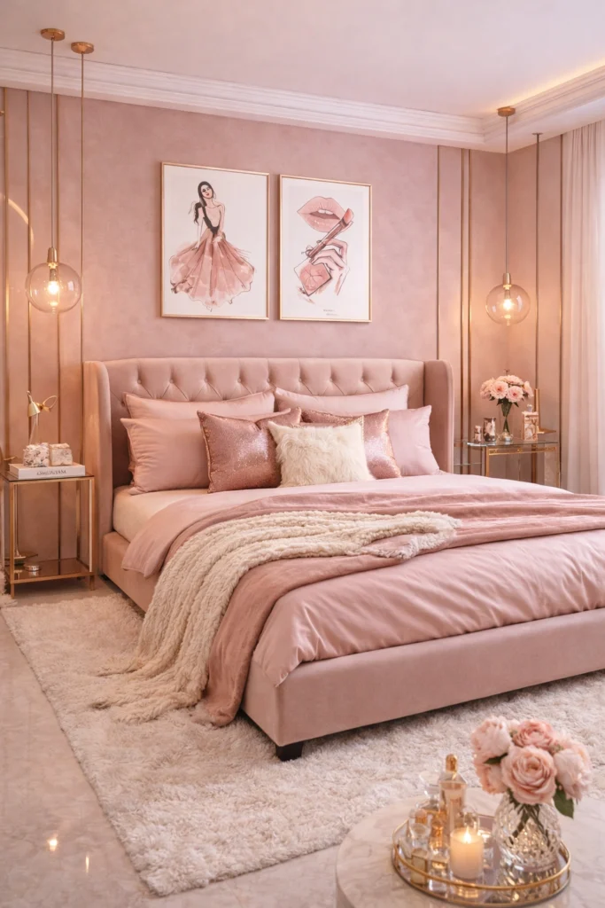 Rose Gold Glam Bedroom Style