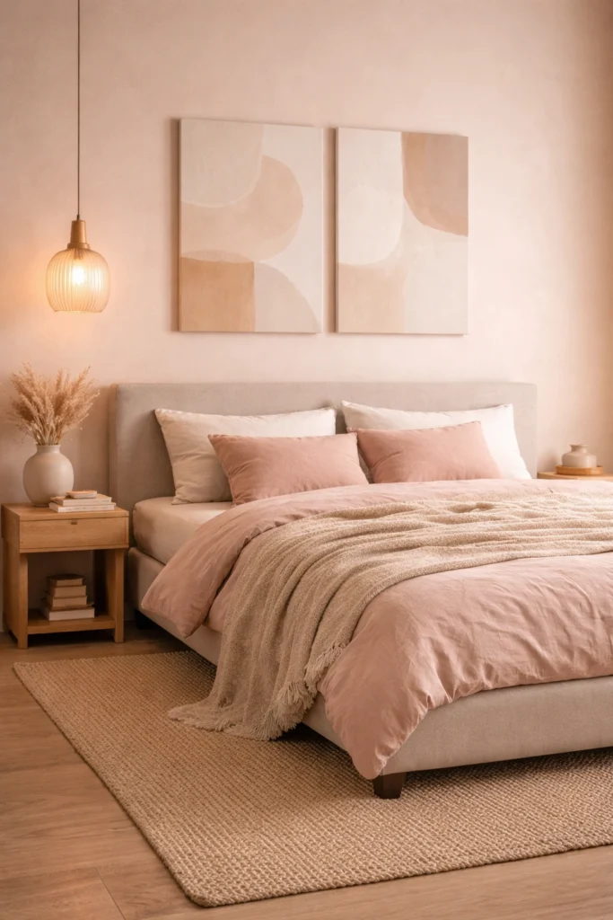 Rosy Beige Calm Bedroom Style
