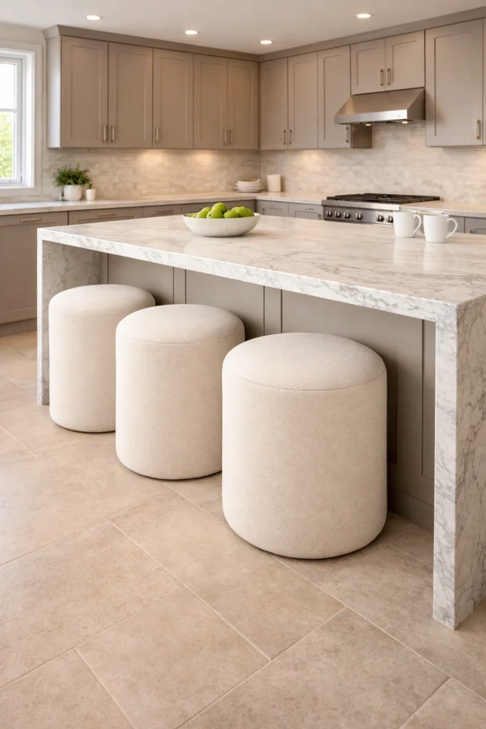 Rounded Contemporary Fabric Stools Idea