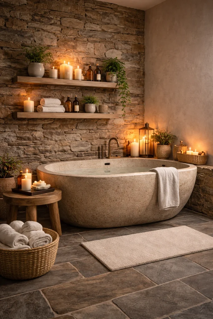 Rustic Stone Spa Bathroom Style