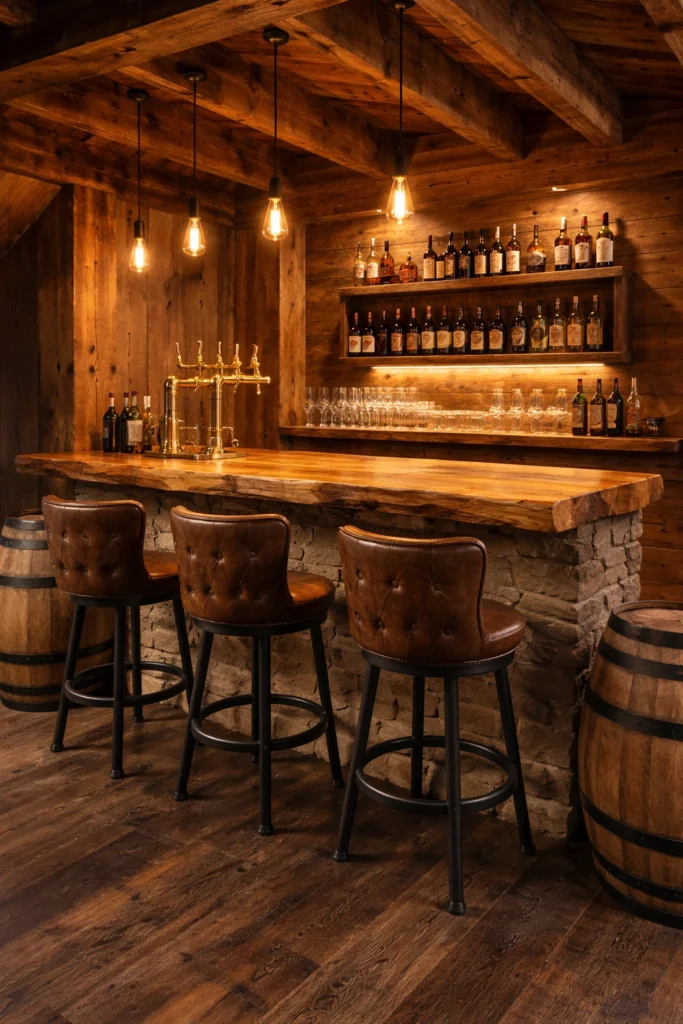 Rustic Wooden Cabin Bar Style
