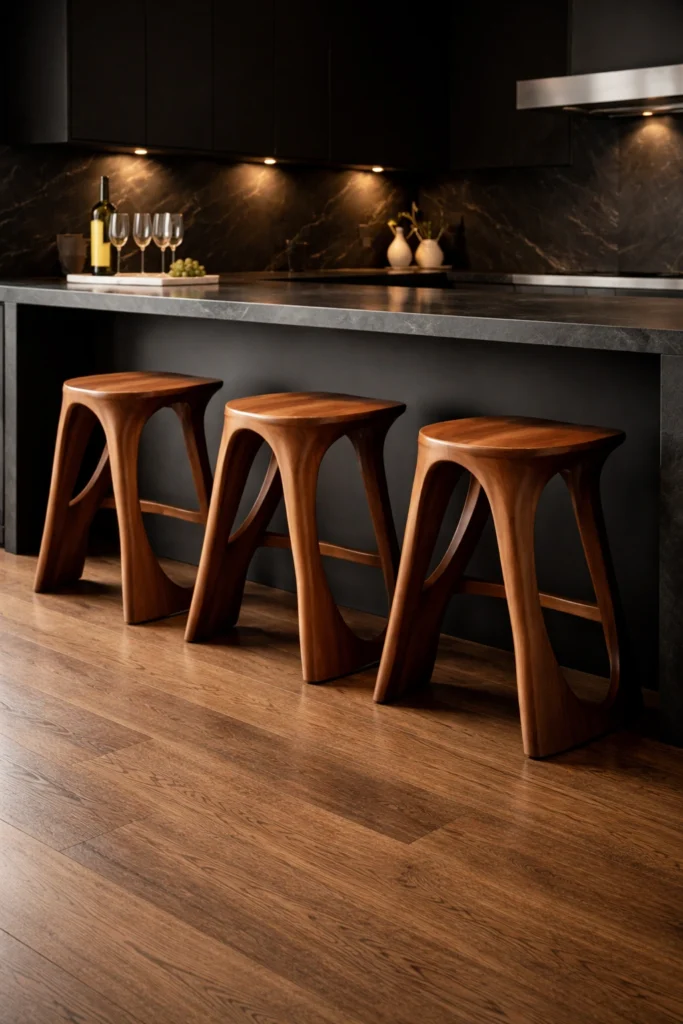 Sculptural Curved Wooden Stools Idea