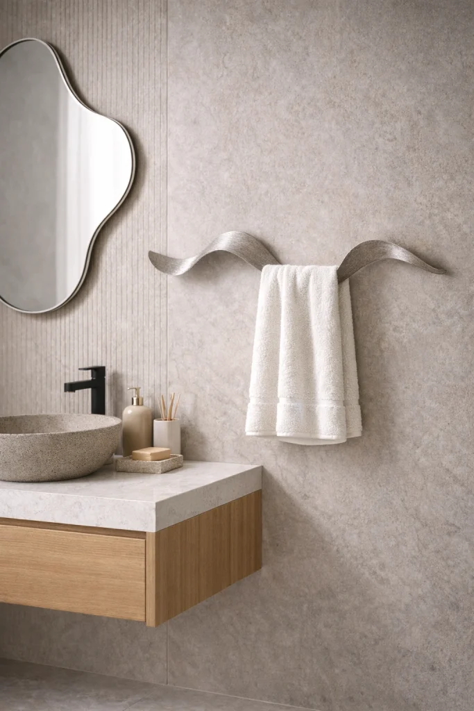 Sculptural Metal Wave Towel Rack Style