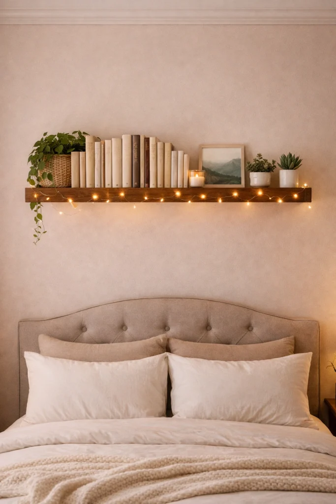 Shelf With String Lights Style