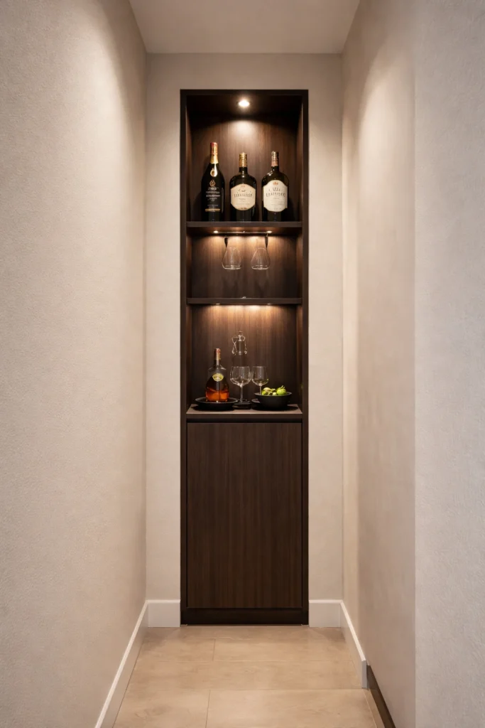 Slim Hallway Mini Bar Idea