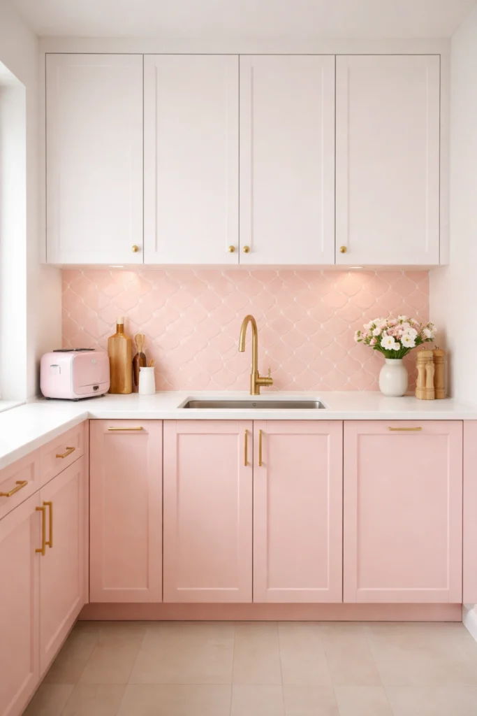 Small Pink Accent Kitchen Idea