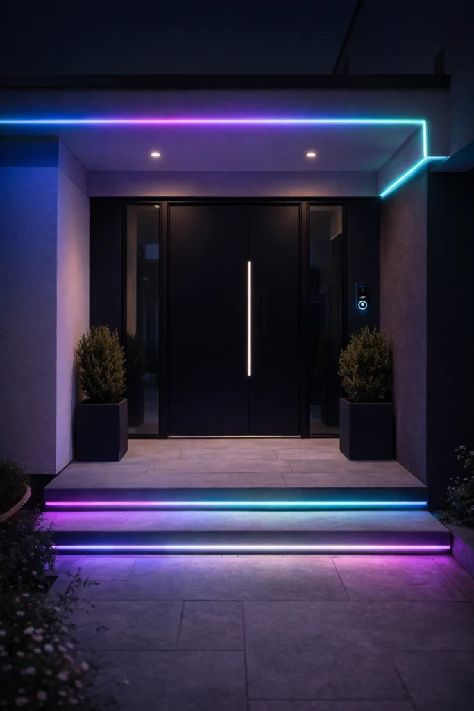 Smart LED Modern Porch Idea