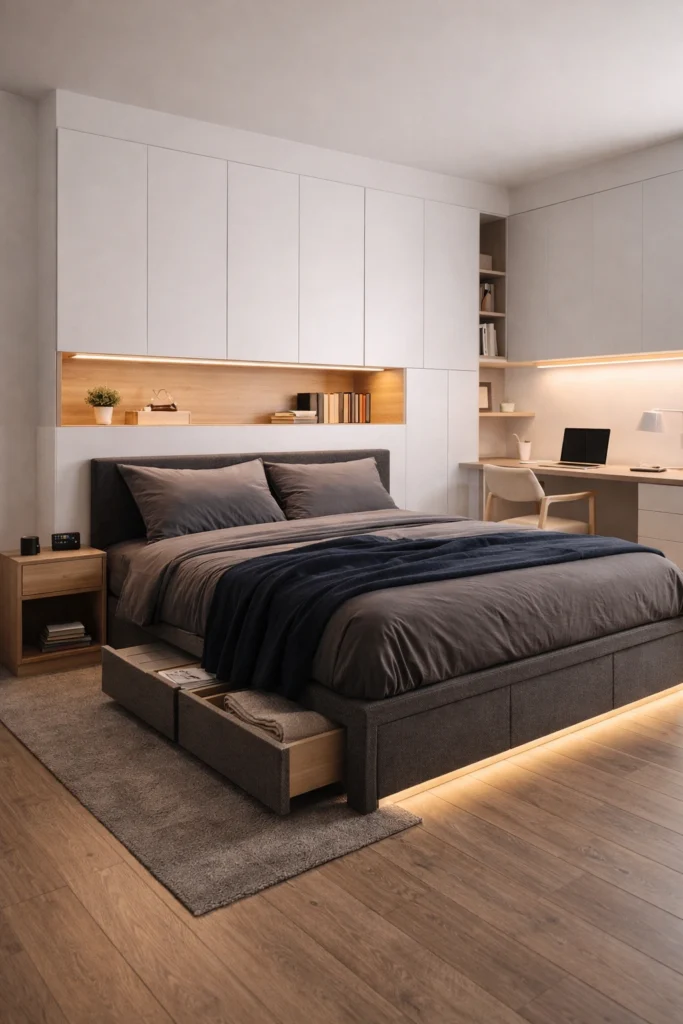 Smart Storage Bed Room Idea