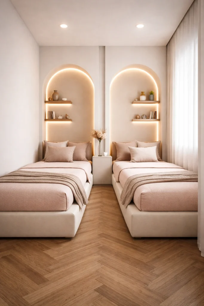Soft Arch Niche Twin Beds Style