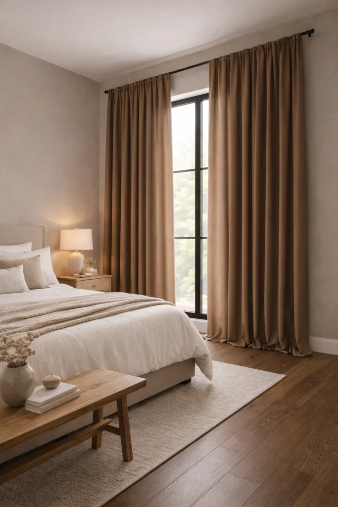 Soft Mocha Brown Drapes Style