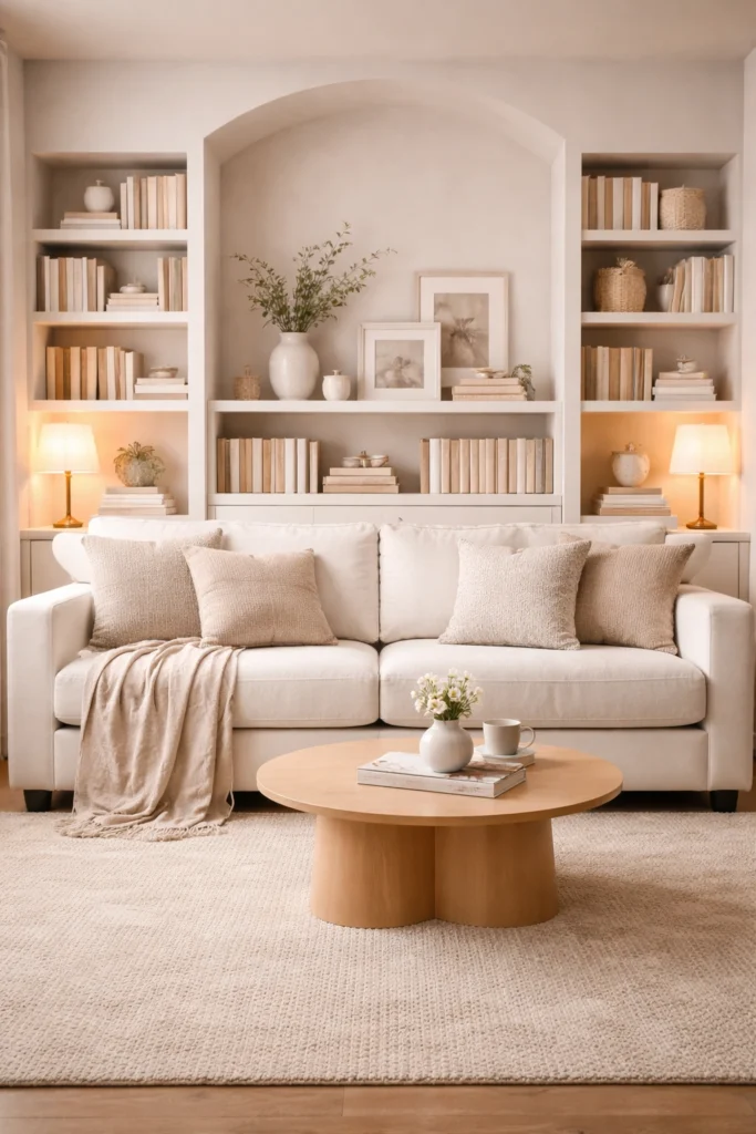 Soft Neutral Couch Library Style