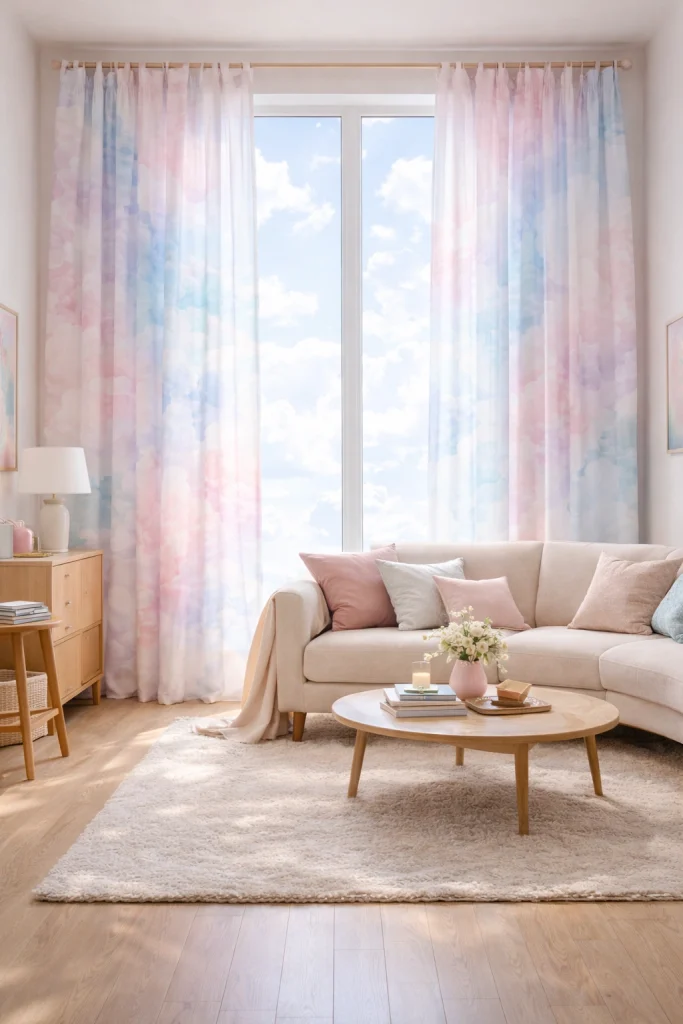 Soft Pastel Cloud Curtains Style