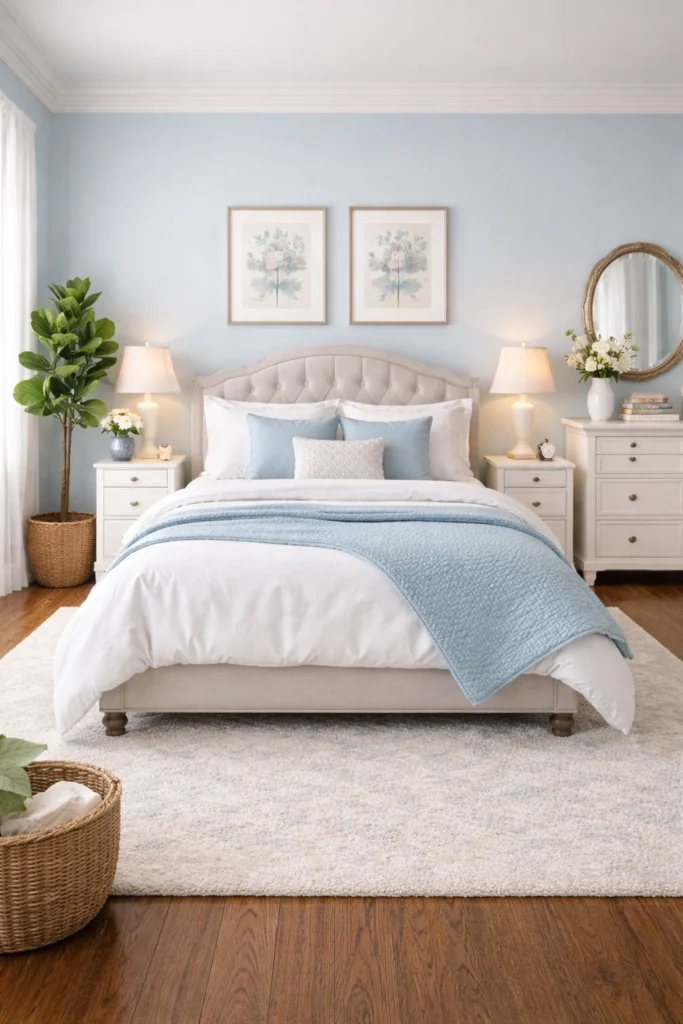 Soft Sky Blue Relaxing Bedroom Style
