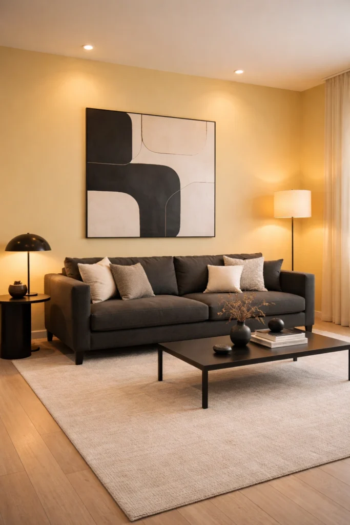Soft Yellow + Dark Contrast Idea