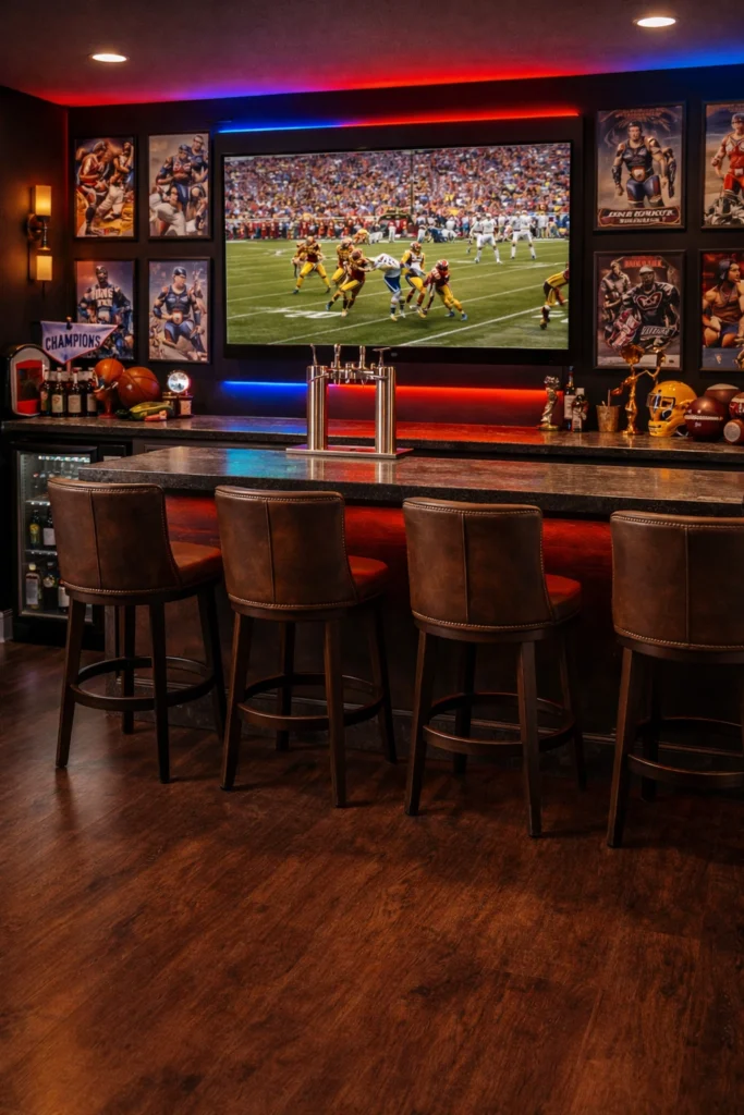 Sports Fan Basement Bar Style