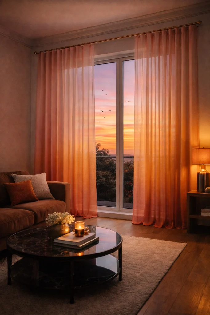 Sunset Gradient Sheer Curtains Style
