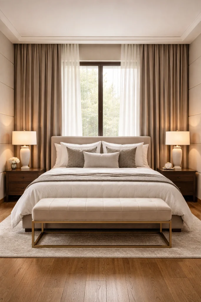 Taupe Hotel-Style Curtains Style