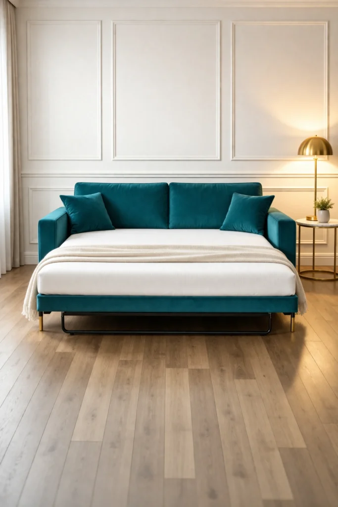 Teal Velvet Sofa Bed Idea