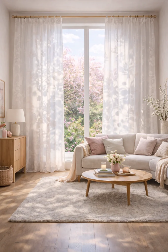 Transparent Floral Shadow Curtains Style