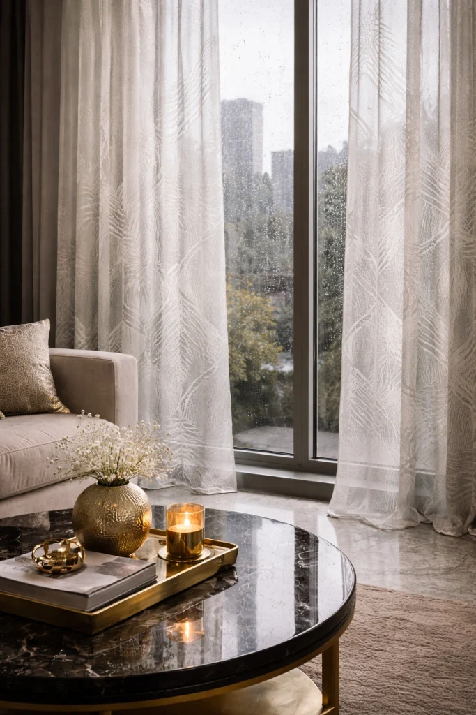 Transparent Patterned Glass Illusion Curtains Style