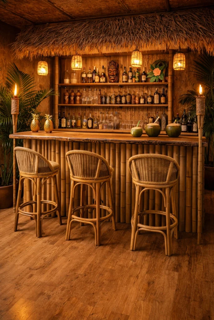Tropical Tiki Basement Bar Style
