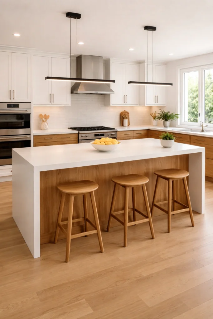 Two-Tone Contrast Kitchen Island Idea