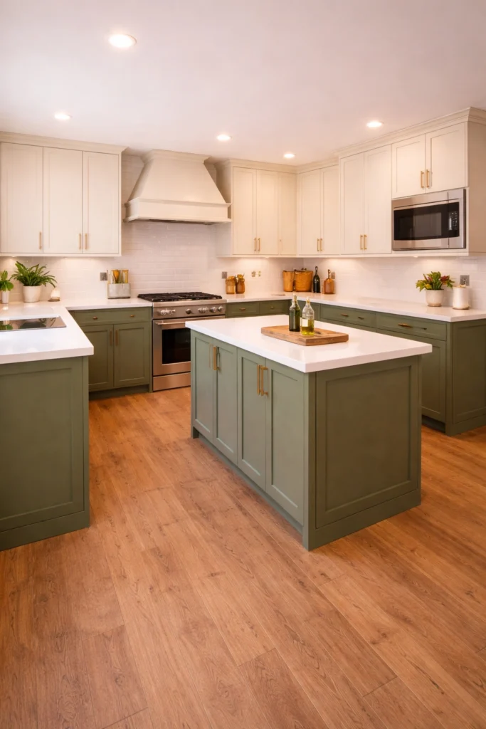 Two-Tone Green & Cream Kitchen Idea