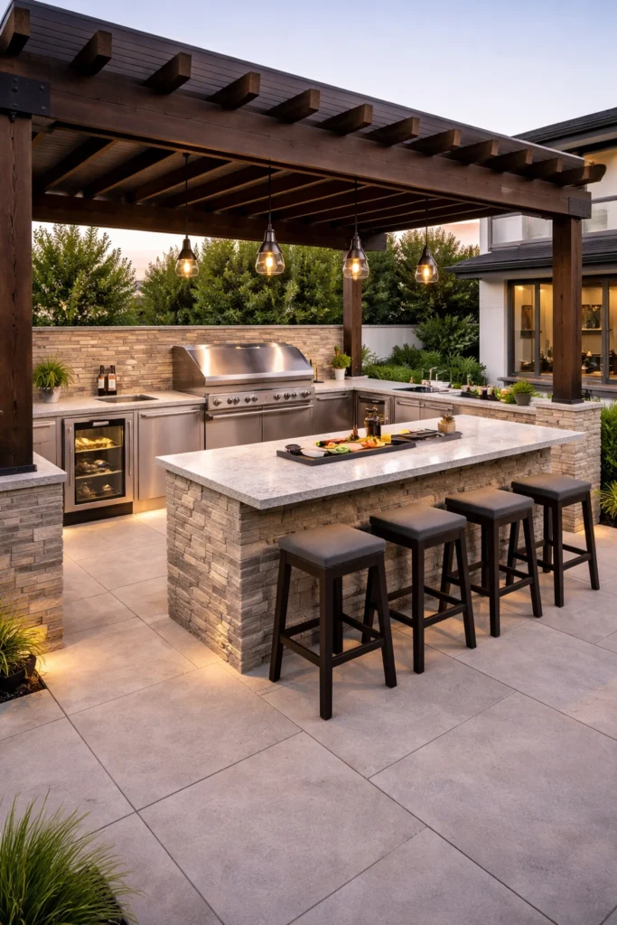U-Shape Chef Outdoor Kitchen Ideas