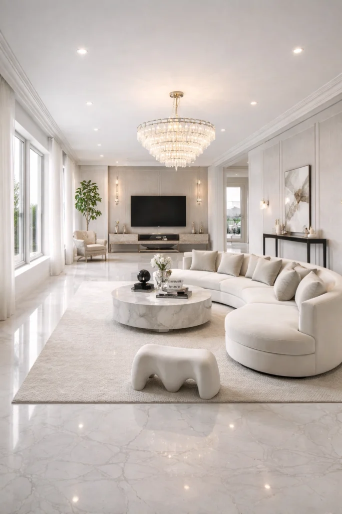 Ultra Luxury Long Living Room With Designer Look Idea
