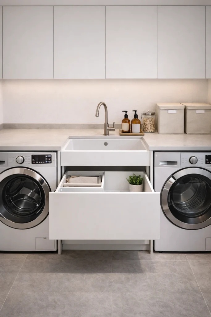 Utility Room with Hidden Sink Drawer Style