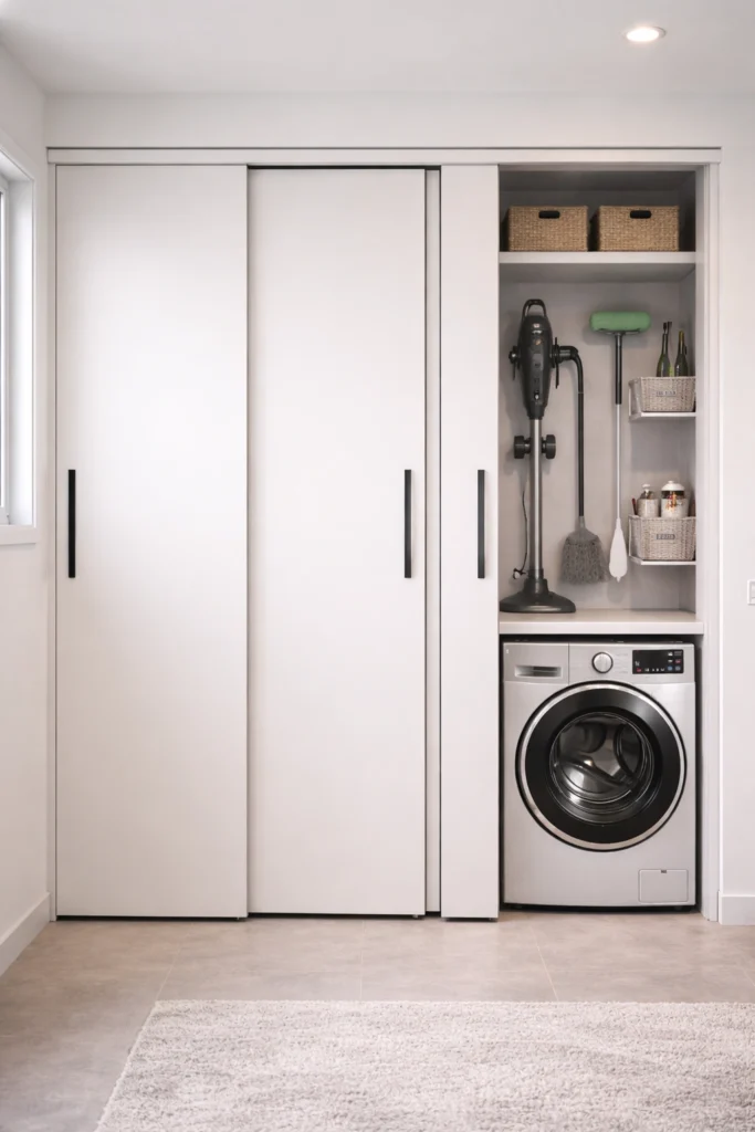Utility Room with Sliding Storage Panels Style