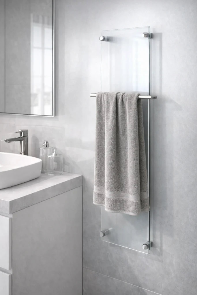Vertical Glass Panel Towel Display Style