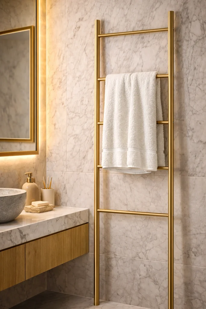 Vertical Gold Ladder Towel Display Style