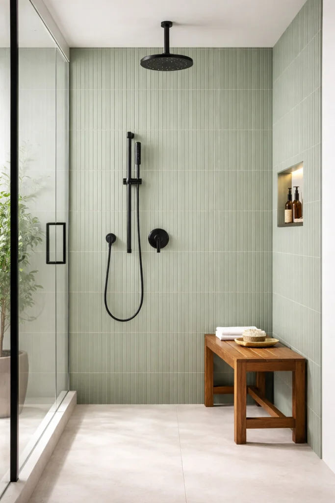 Vertical Kit Kat Mosaic Shower Wall Style