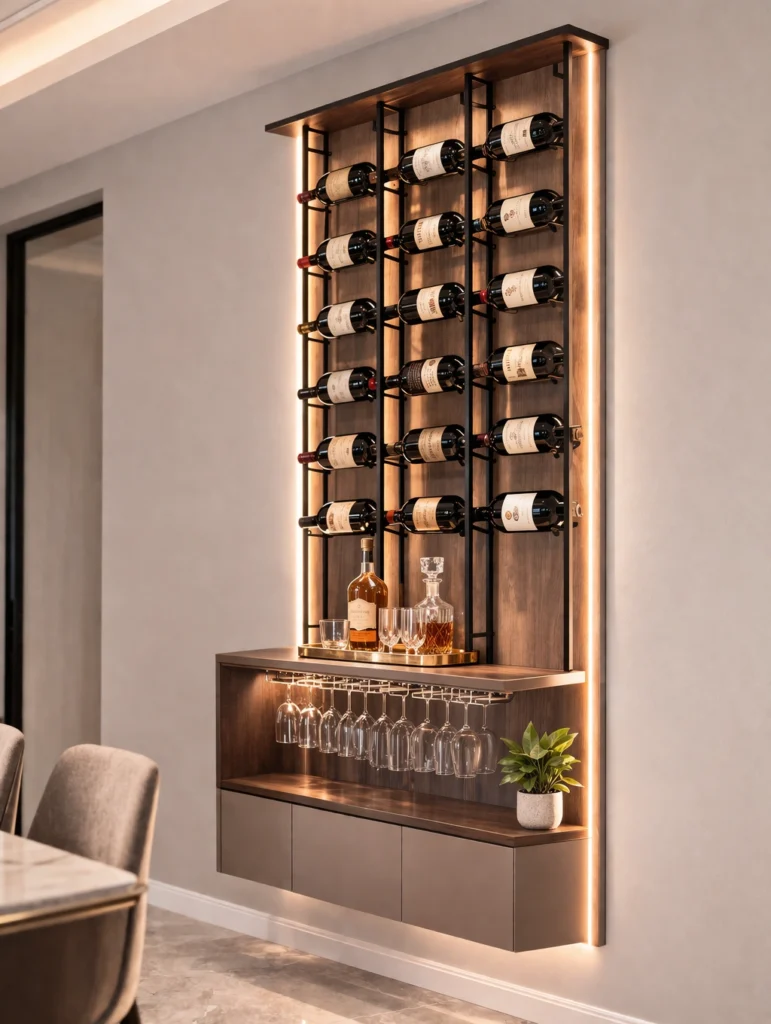 Vertical Wine Rack Bar Idea