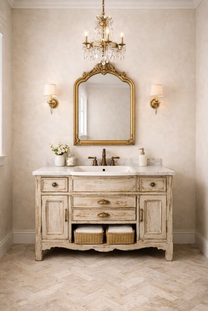 Vintage French Farmhouse Bathroom Style
