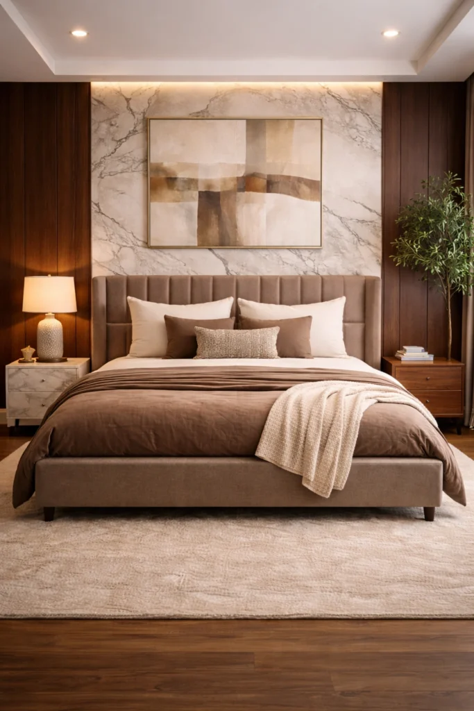 Walnut Marble Accent Bedroom Style