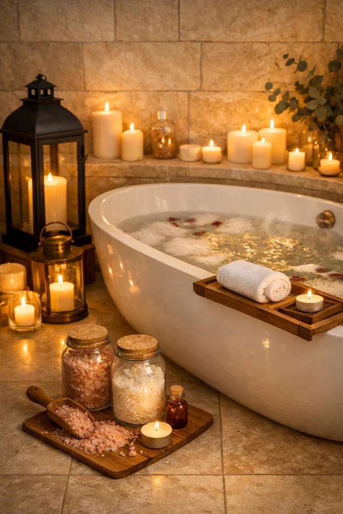 Warm Candle Bath Spa Style