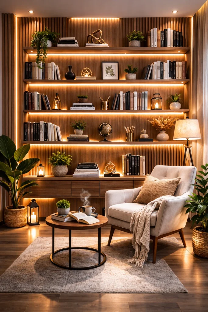 Warm Wood Strip Library Style