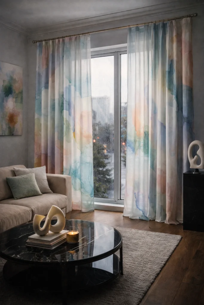 Watercolour Abstract Curtains Style