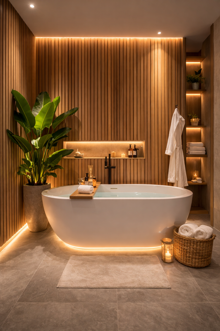 Wood Panel Luxury Spa Bathroom Style