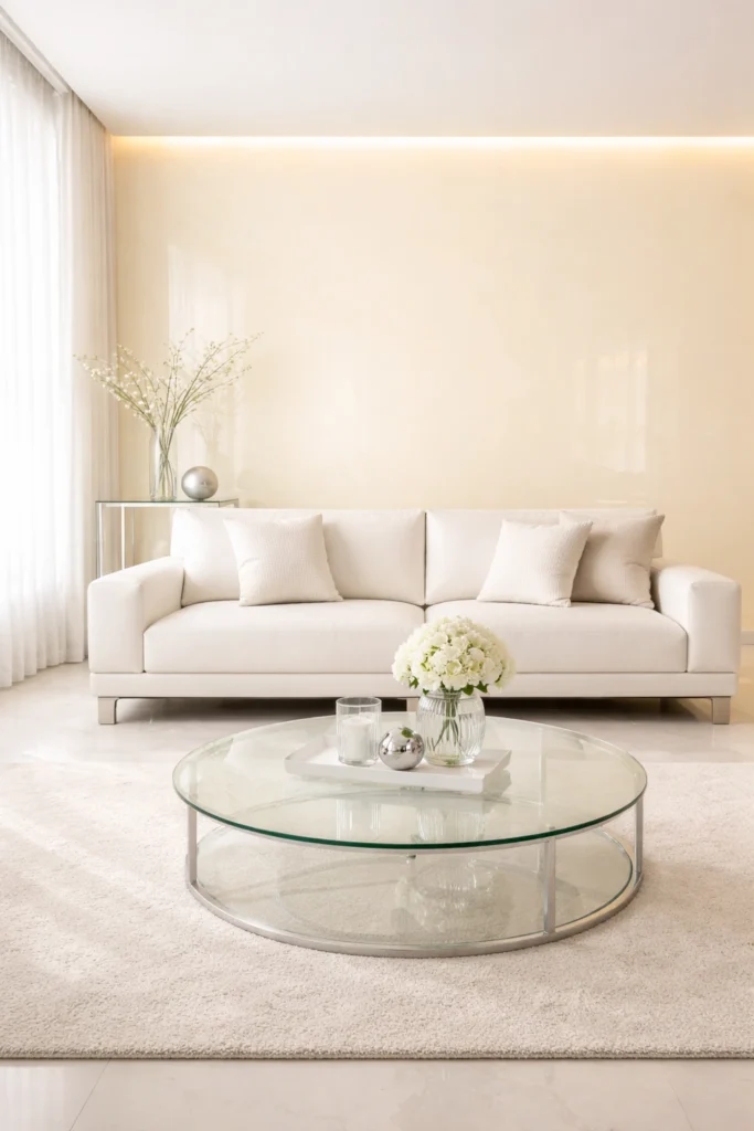 Yellow + Glass Luxe Minimalism Idea