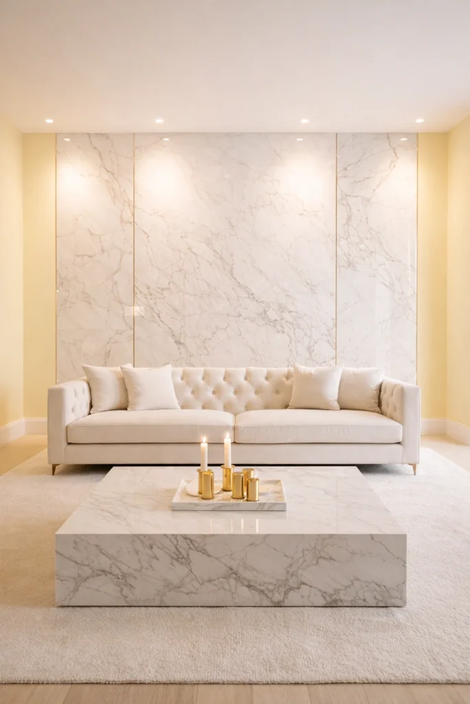 Yellow & Marble Luxe Space Idea
