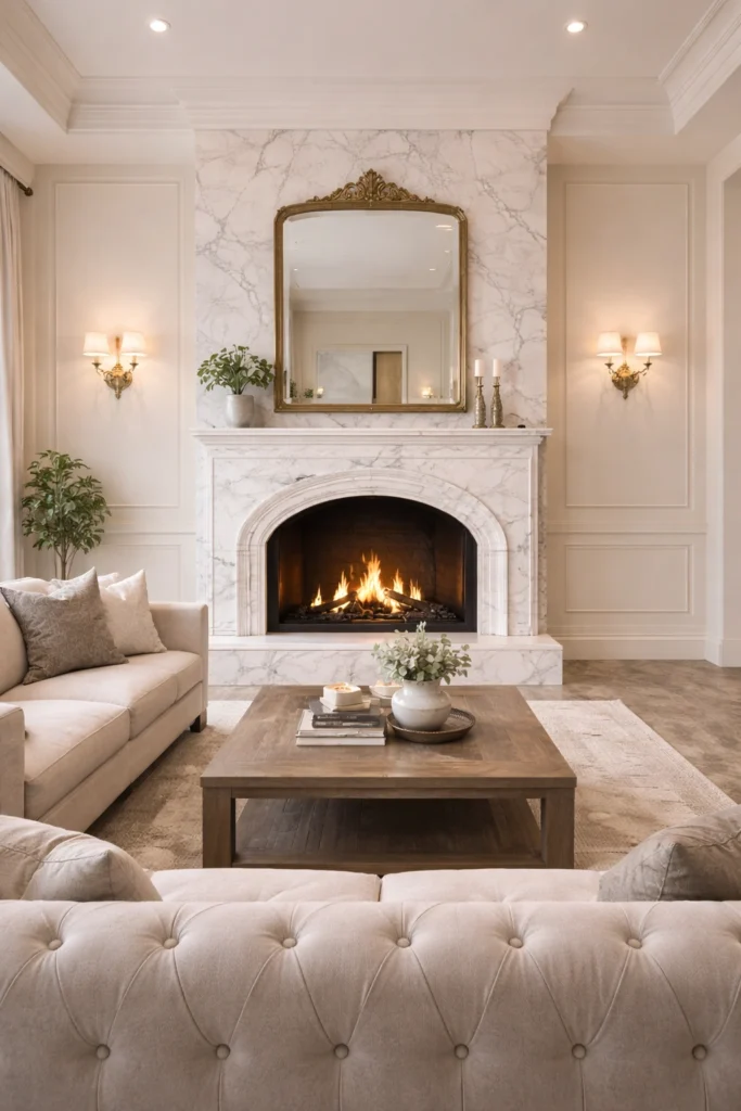 Arched Marble Fireplace Feature Idea