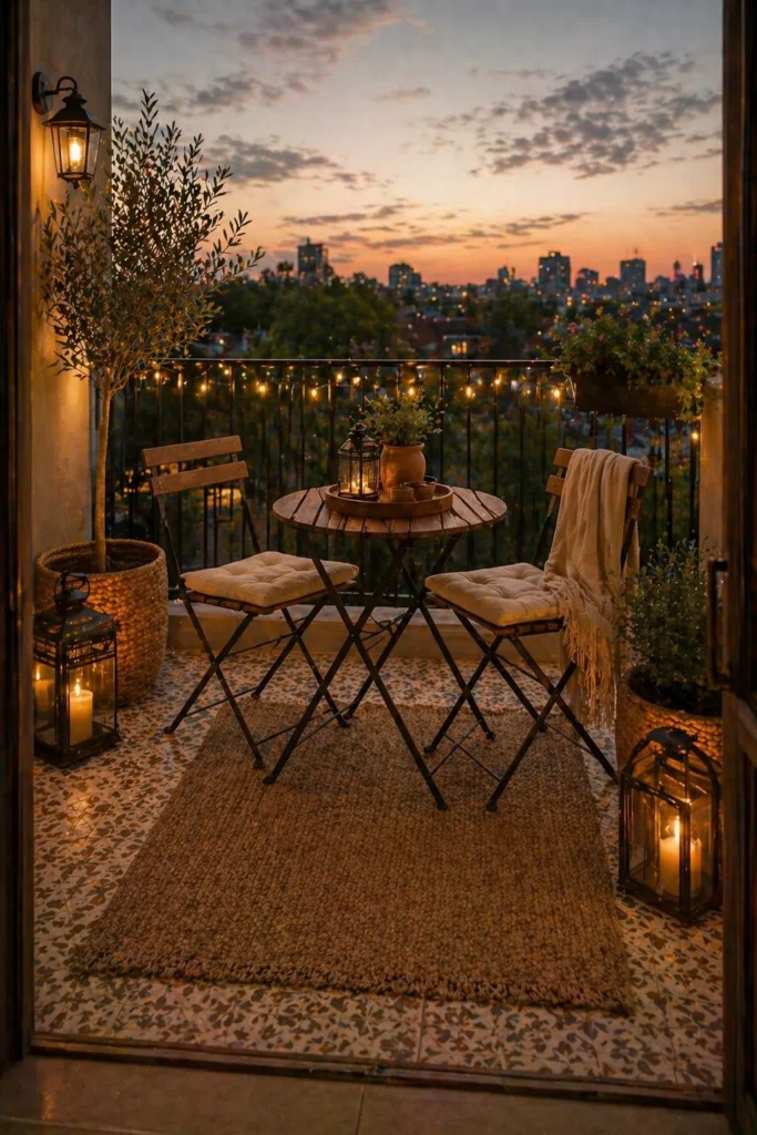 Balcony with Brown Bistro Set Idea