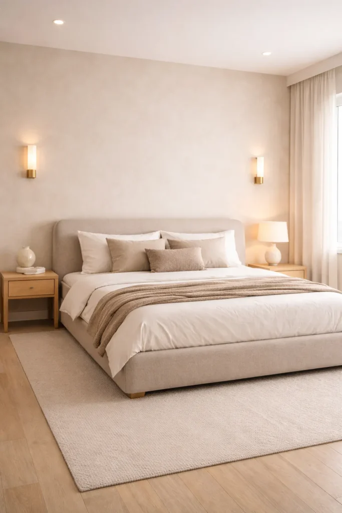 Beige Textured Wall Minimal Bedroom Idea